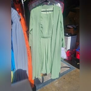 #46 NWOT green mini dress with cardigan size 14